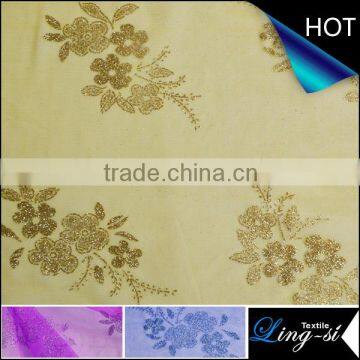 Polyester Tulle Metallic Printed Fabric for Decoration and Dress DSN 351