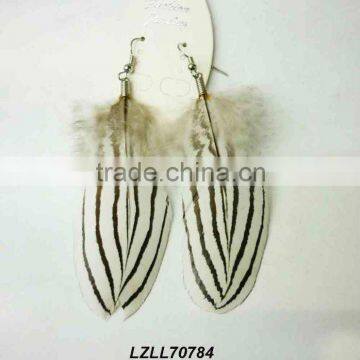 fashion silver pheasant feather earrings