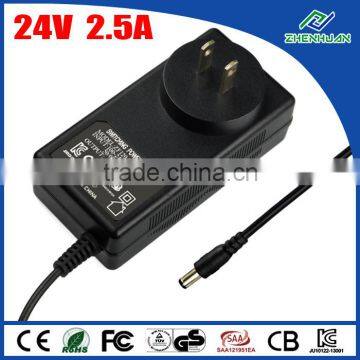 24V DC power supply 24V 2.5A l-shaped plug adapter