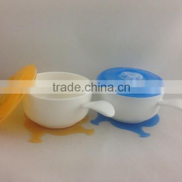 customized plastic baby bowl with cover and handle