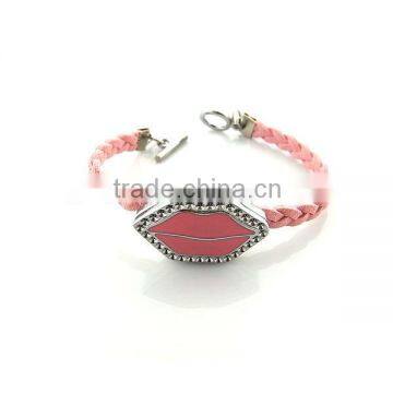 Faux leather rhinestone bracelet