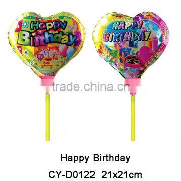 2016New design cupstick happy birthday foil balloon heart shape helium balloonfor birthday party decoraion