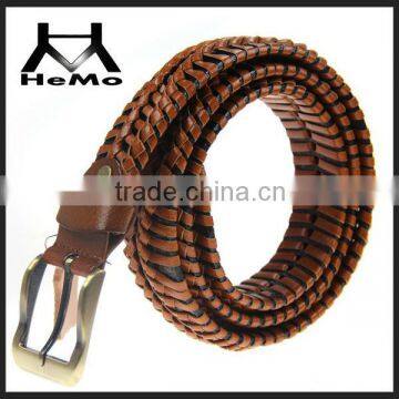 women fashion cowhide woven belt