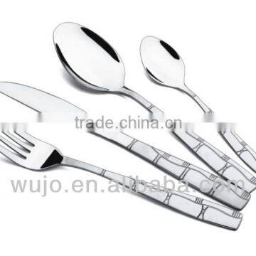 Embossed stainless steel silverware