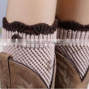 Twill Button Leg Warmmer , Ruffle Leg Warmers,Thick Boot Socks, Thick Warm Womens Leg Warmers,