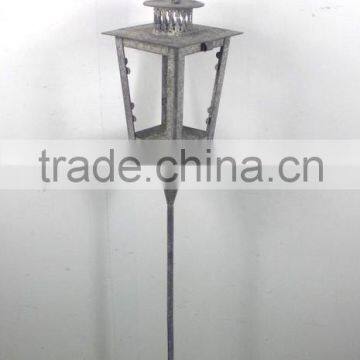 8009336F- square metal candle lantern w/stick