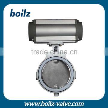 Soft sealing PTFE pneumatic butterfly valve with pneumatic actuator