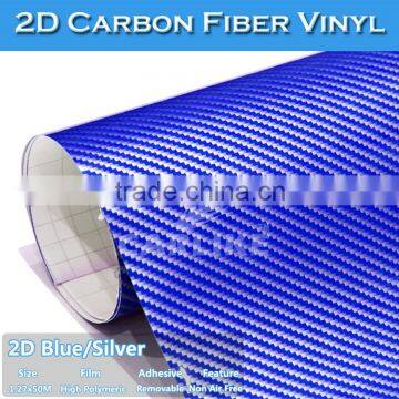 CARIKE Colorful Silver/Blue 2D Carbon Fiber Sheet Automobile Vinyl Sticker photo-2