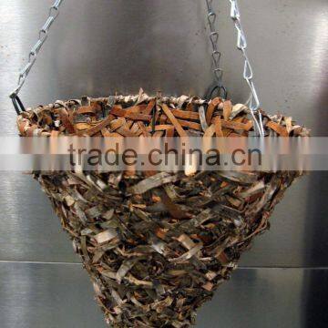 cone hanging basket,Rattan Hanging Basket,hanging flower basket,hanging planter,bark basket,wicker hanging basket