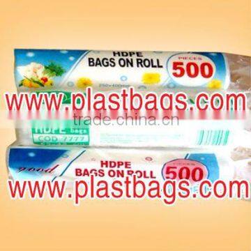 HDPE natural plastic food bags on roll for shopping