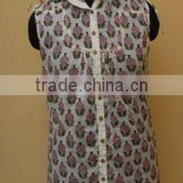 Indian Hand Block Printed Kurti Top Tunic Long Size