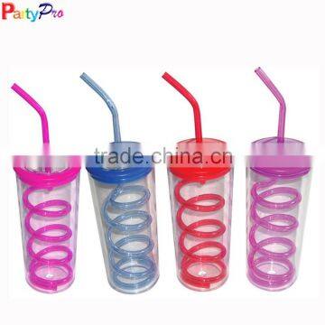 2016 Partypro Colorful Plastic Water Cup With Straw