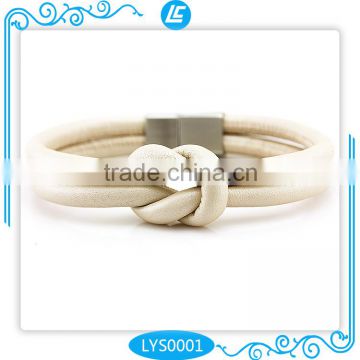 Sheep Skin Leather Bracelet Two Wrap Bracelet with Stainless Steel Buckle