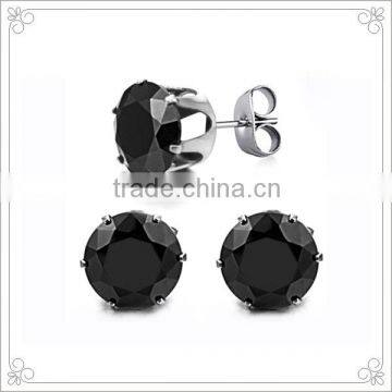 Section Big Black Stone Earrings With Stainless Steel Stud