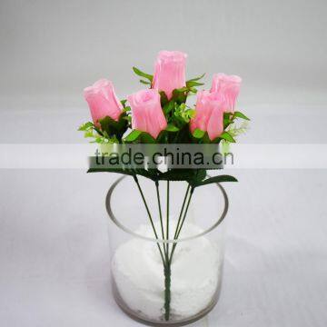 cheap satin ribbon rose buds flower pink and white color