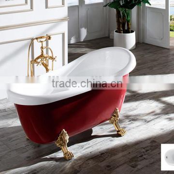 European style red soaking freestnding bathtub 301C