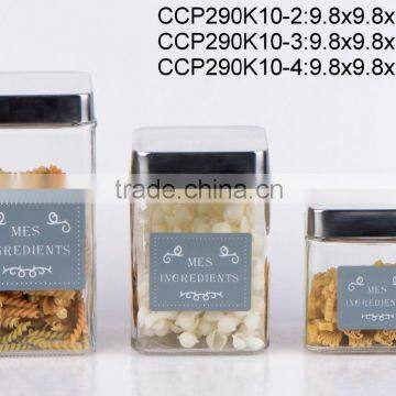 CCP290K10 square glass jar with decal printing