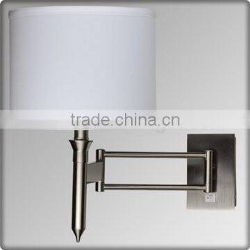 UL CUL Listed Brushed Nickel Swing Arm With On/Off Switch On Base Hotel Bed Wall Light For Guestroom W20236