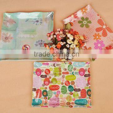 rectangle shape plastic tray,BPA free tray with flower printing