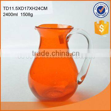 whole sale 2400ml colored glass water jug with side handle