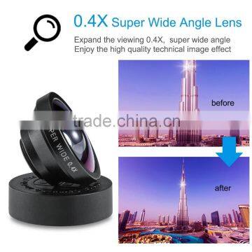 2016 New Gift Universal Clip Cartoon Camera Phone Lens 0.4X Super Wide Angle Lens For ip/mobile phone