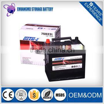 Top Capacity 12v 65ah Electic Car Battery 75D23L