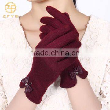 ZF5189 Newest styles red color touch screen soft wool gloves for ladies