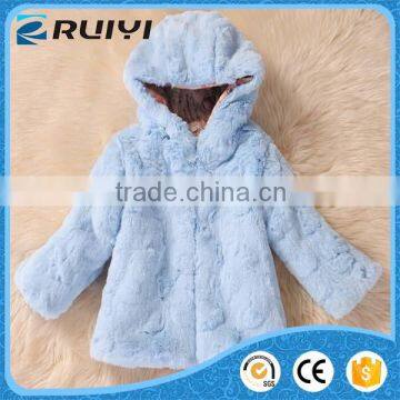 wholesale boutique kids winter faux fur coat with hood