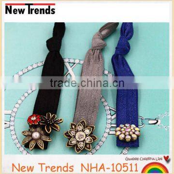 Vintage Rhinestone Flower Elastic Hair Band Hot Sale photo-2