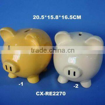 Ceramic Pig Shaped Piggy Money Bank with Six Different Colors