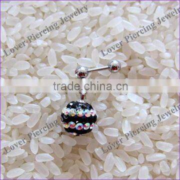 Popular Crystal Ball High Polish Stainless Steel Tragus Ear Barbells [ET-022]