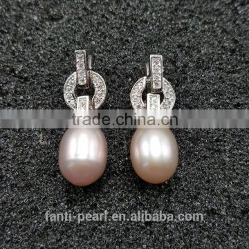 wholesale 2016 hot sale women freshwater tear drop pearl earrings