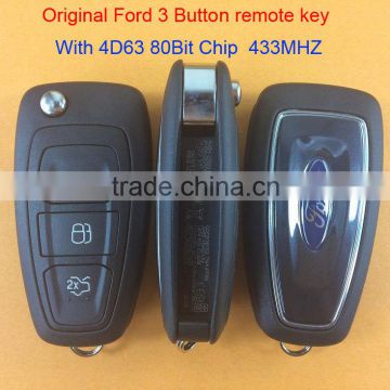 Best Originall Original Ford 3 button 4D63 80Bit Chip remote car key with 433MHZ