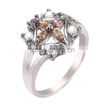 Elegant Women Purple Cubic Zirconia Flower Shaped Women Engagement Ring photo-2
