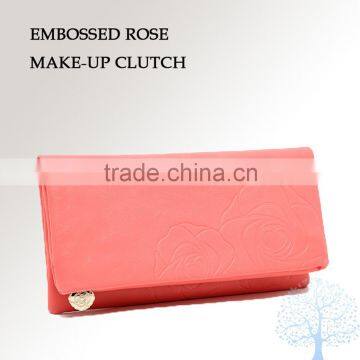 Embossed rose luxury clutch bag for ladies