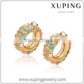 91412 Xuping Fashion Jewelry 18K Gold Plated Earrings Hoop Earrings