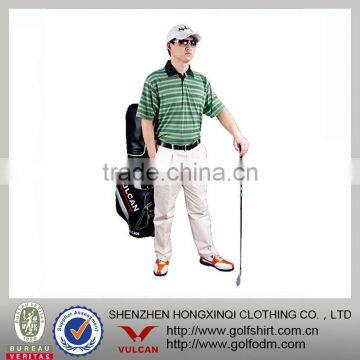 men's golf clothing stripe polo collar 100% combed cotton short sleeve t-shirt