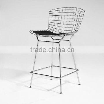 High quality alibaba wholesale bertoia wire bar stool leather high chair for counter