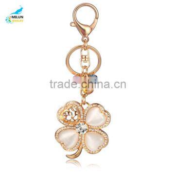 Wholesale opal crystal four leaf clover key chain