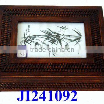 Wooden and rattan jewelry box