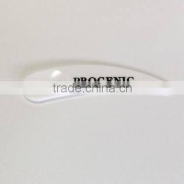 6cm white spatula with black logo cosmetic cream moon falcate shape plastic spatula