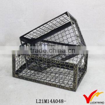 Vintage S/2 Decorative Storage Small Wire Mesh Baskets