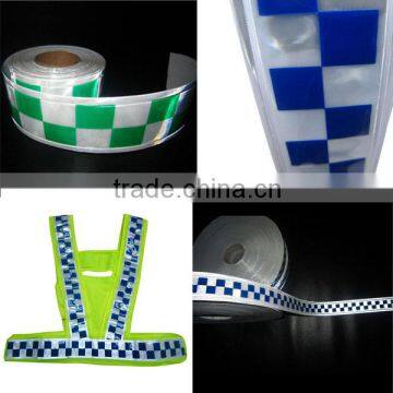 Safety clothing PVC tape reflective checker tape 3 row