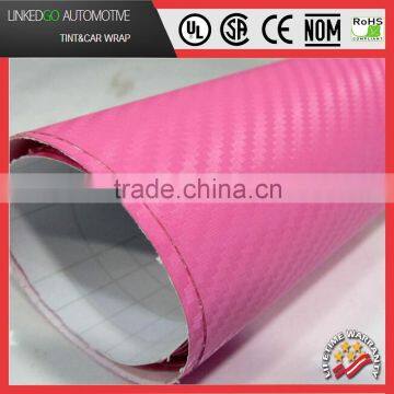 Promotional Carbon Fiber Sheet 1.52*30m 3D Pink self adhesive Customized Car Accessory