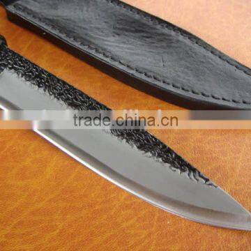 OEM Forging Black Blade Hunting Knife With Rope Handle photo-3
