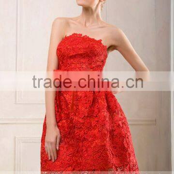 D110 Red Sash Lace Backless Cocktail Dresses