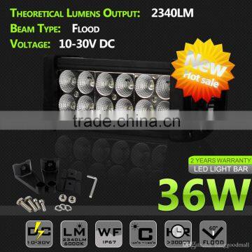 36W 12SMD LED Work Light High Power Head Lamp Super Bright Black Flood Spot Beam 12V 24V Car OFF ROAD Waterproof Boat Van SUV 4x