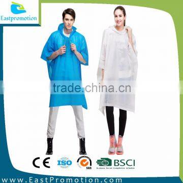 PROMOTIONAL PLASTIC ADULT PVC HOODED RAIN PONCHO FOR MAN AND WOMEN