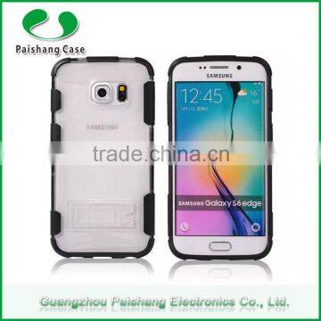 Transparent waterproof shockproof 2 in 1 dual layer TPU PC cell phone case for samsung galaxy s6 with stand function