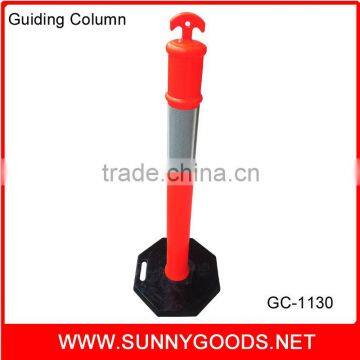 T-top orange reflective bollard with rubber base